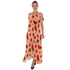 Fruit-water Melon Off Shoulder Open Front Chiffon Dress by nateshop