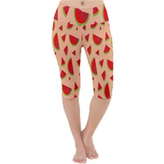 Fruit-water Melon Lightweight Velour Cropped Yoga Leggings by nateshop