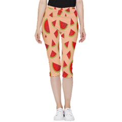 Fruit-water Melon Inside Out Lightweight Velour Capri Leggings  by nateshop