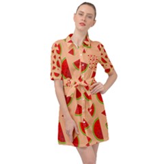 Fruit-water Melon Belted Shirt Dress by nateshop