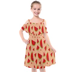 Fruit-water Melon Kids  Cut Out Shoulders Chiffon Dress by nateshop