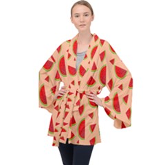 Fruit-water Melon Long Sleeve Velvet Kimono  by nateshop