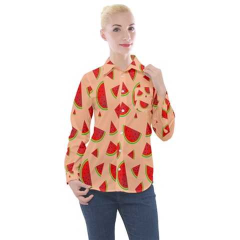 Fruit-water Melon Women s Long Sleeve Pocket Shirt by nateshop