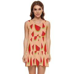 Fruit-water Melon Tiered Sleeveless Mini Dress by nateshop