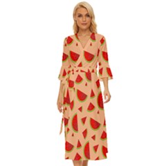 Fruit-water Melon Midsummer Wrap Dress by nateshop