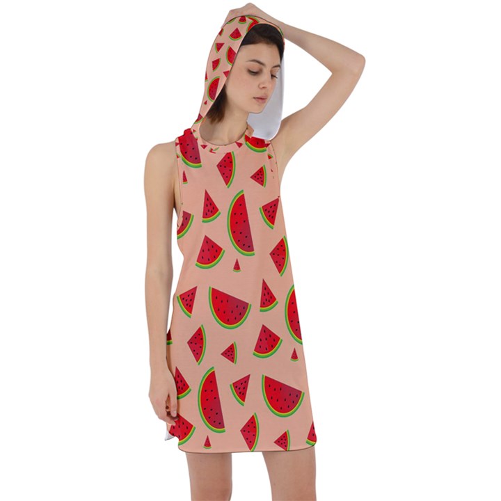 Fruit-water Melon Racer Back Hoodie Dress