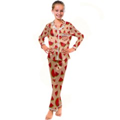 Fruit-water Melon Kid s Satin Long Sleeve Pajamas Set by nateshop