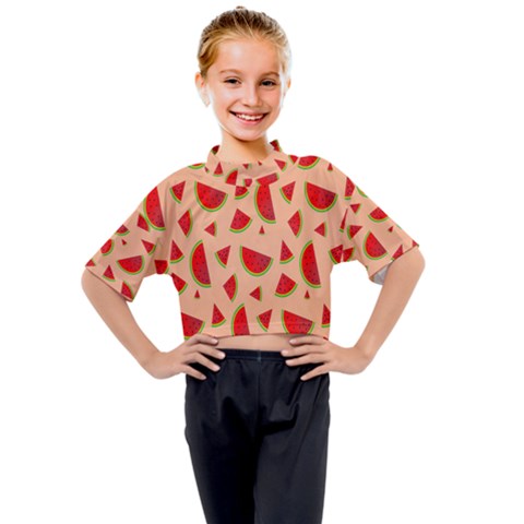 Fruit-water Melon Kids Mock Neck Tee by nateshop