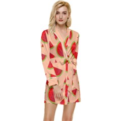 Fruit-water Melon Long Sleeve Satin Robe by nateshop