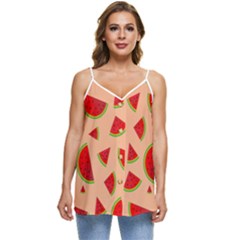 Fruit-water Melon Casual Spaghetti Strap Chiffon Top by nateshop