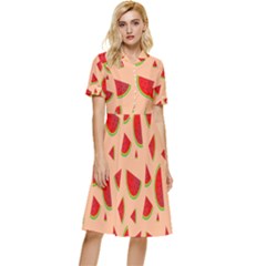 Fruit-water Melon Button Top Knee Length Dress by nateshop