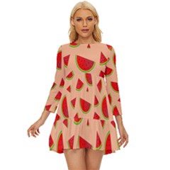 Fruit-water Melon Long Sleeve Babydoll Dress by nateshop