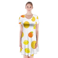 Fruits,orange Short Sleeve V-neck Flare Dress by nateshop