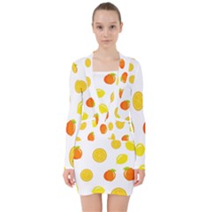 Fruits,orange V-neck Bodycon Long Sleeve Dress by nateshop