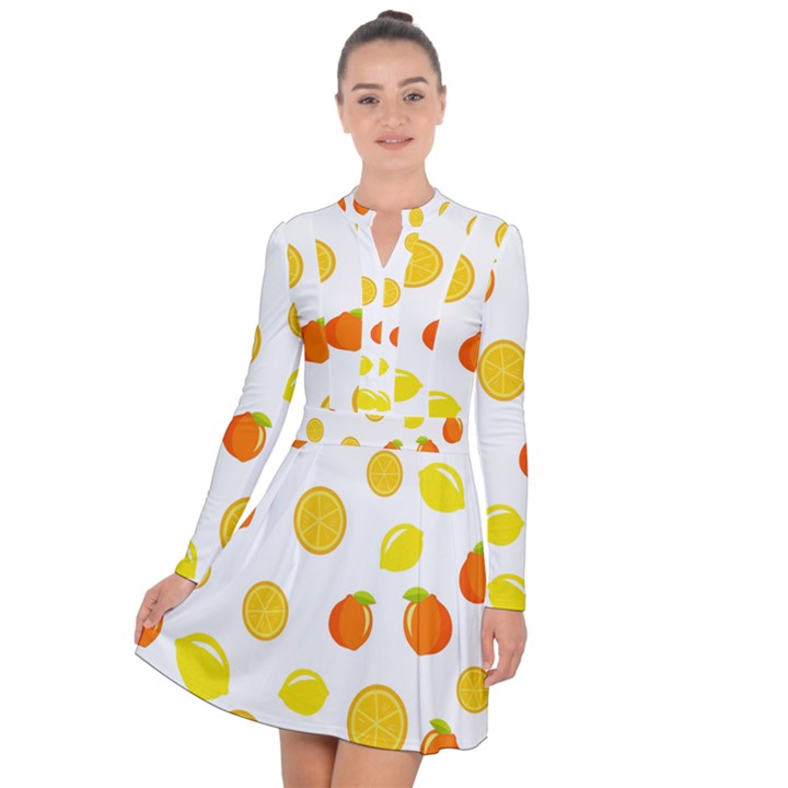 Fruits,orange Long Sleeve Panel Dress