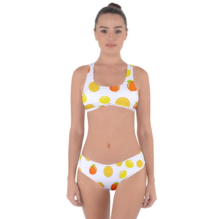 Fruits,orange Criss Cross Bikini Set