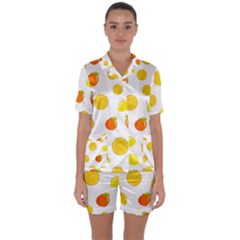 Fruits,orange Satin Short Sleeve Pajamas Set by nateshop