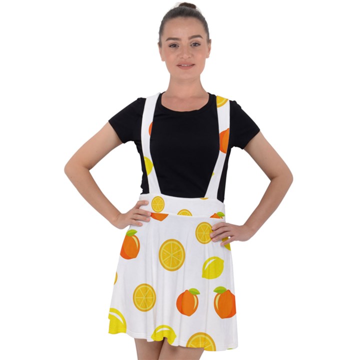 Fruits,orange Velvet Suspender Skater Skirt