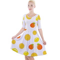 Fruits,orange Quarter Sleeve A-line Dress by nateshop