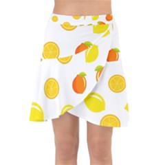 Fruits,orange Wrap Front Skirt