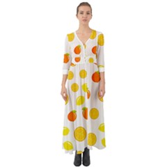 Fruits,orange Button Up Boho Maxi Dress by nateshop