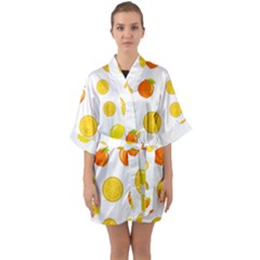 Fruits,orange Half Sleeve Satin Kimono  by nateshop