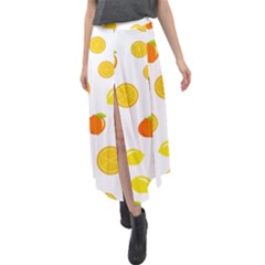 Fruits,orange Velour Split Maxi Skirt by nateshop