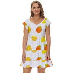 Fruits,orange Short Sleeve Tiered Mini Dress by nateshop