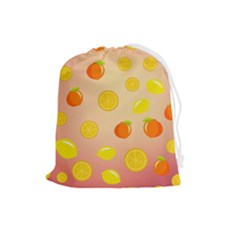 Fruits-gradient,orange Drawstring Pouch (large) by nateshop