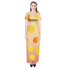 Fruits-gradient,orange Short Sleeve Maxi Dress by nateshop