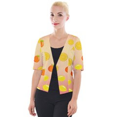 Fruits-gradient,orange Cropped Button Cardigan by nateshop