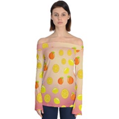 Fruits-gradient,orange Off Shoulder Long Sleeve Top by nateshop