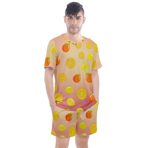 Fruits-gradient,orange Men s Mesh Tee And Shorts Set by nateshop