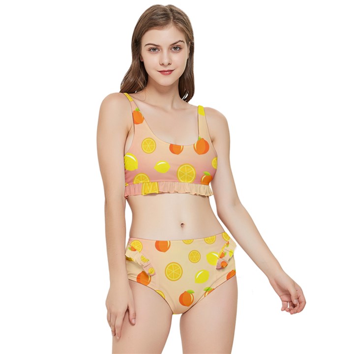 Fruits-gradient,orange Frilly Bikini Set