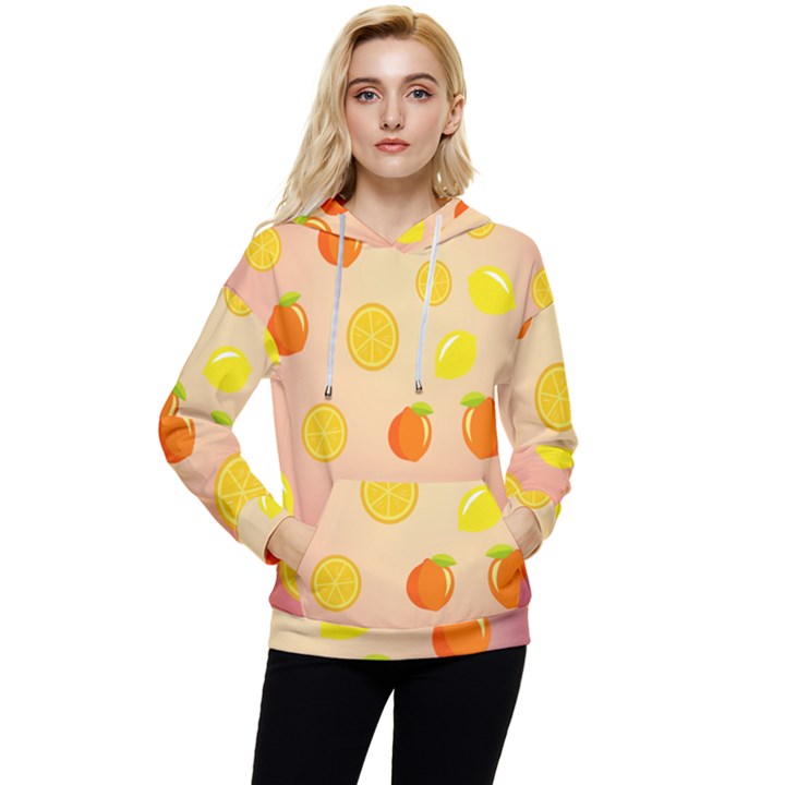 Fruits-gradient,orange Women s Lightweight Drawstring Hoodie