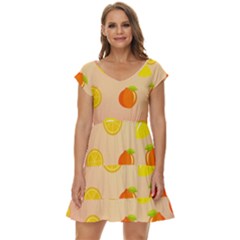 Fruits-gradient,orange Short Sleeve Tiered Mini Dress by nateshop