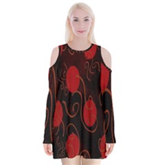 Circles-1 Velvet Long Sleeve Shoulder Cutout Dress by nateshop