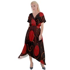 Circles-1 Cross Front Sharkbite Hem Maxi Dress by nateshop