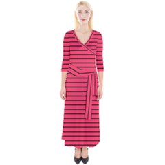 Colors,lines Quarter Sleeve Wrap Maxi Dress by nateshop