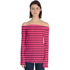 Colors,lines Off Shoulder Long Sleeve Top by nateshop