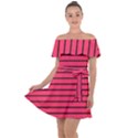 Colors,lines Off Shoulder Velour Dress View1