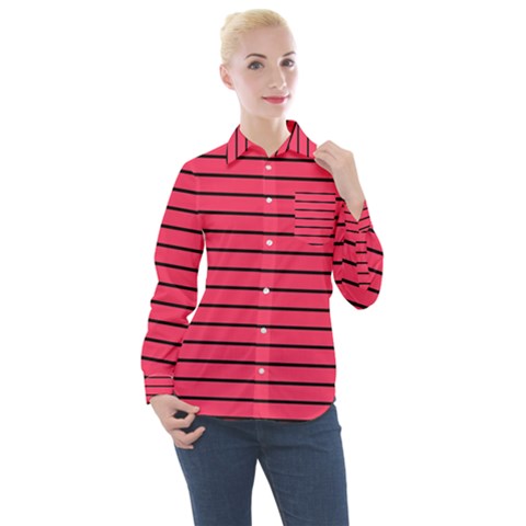 Colors,lines Women s Long Sleeve Pocket Shirt by nateshop