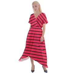 Colors,lines Cross Front Sharkbite Hem Maxi Dress by nateshop