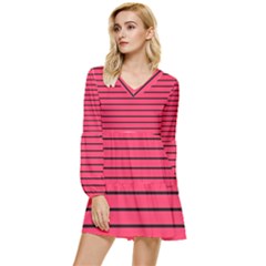 Colors,lines Tiered Long Sleeve Mini Dress by nateshop