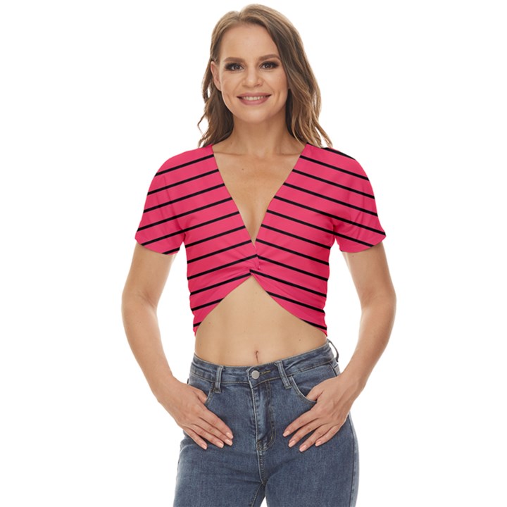 Colors,lines Twist Front Crop Top