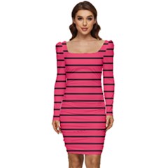 Colors,lines Women Long Sleeve Ruched Stretch Jersey Dress by nateshop