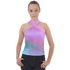 Cosmos Cross Neck Velour Top by nateshop