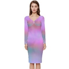 Cosmos Long Sleeve V-neck Bodycon Dress  by nateshop