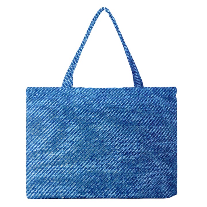 Denim Zipper Medium Tote Bag