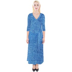 Denim Quarter Sleeve Wrap Maxi Dress by nateshop